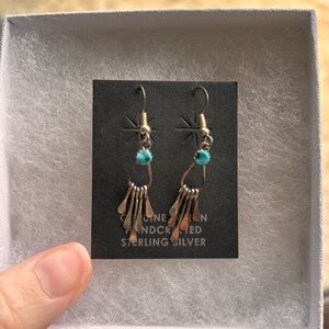 Genuine Indian Sterling Silver Earrings with Turquoise Accents